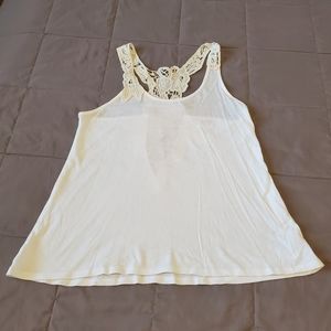 Mossimo White Tank Top with Crochet Style Detail